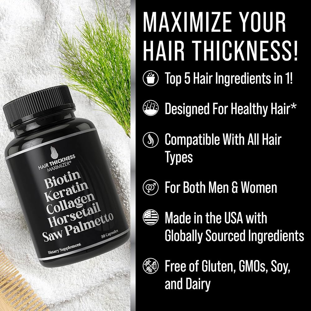 Biotin + Keratin + Collagen + Horsetail + Saw Palmetto