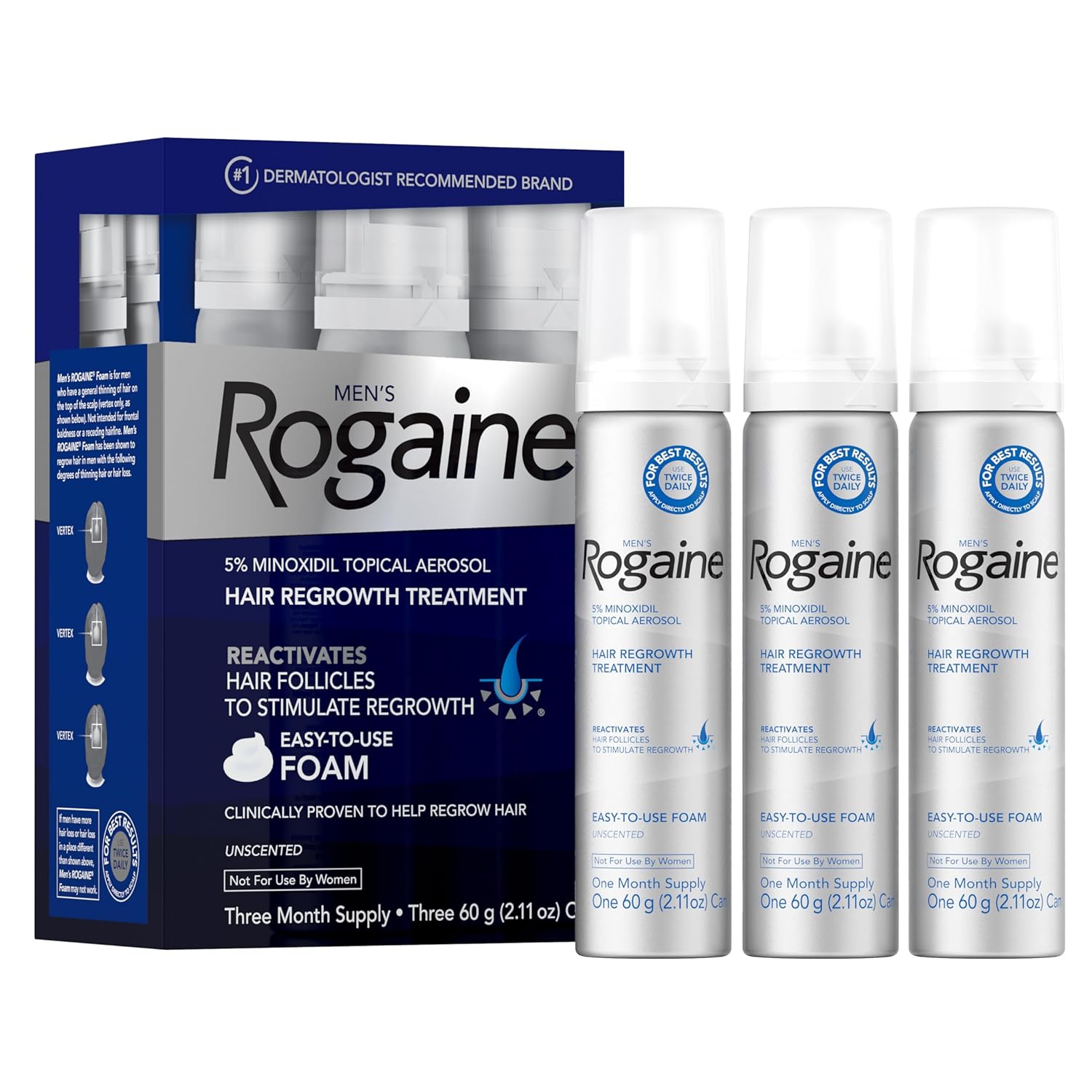 Men’s Rogaine 5% Minoxidil Topical Aerosol Hair Regrowth Treatment